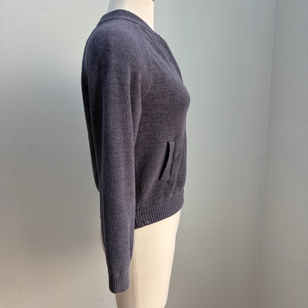 Barefoot Dreams CozyChic Jacket Ultra Lite Bomber Full Zip Blue Gray Size 12 14 - Picture 9 of 14